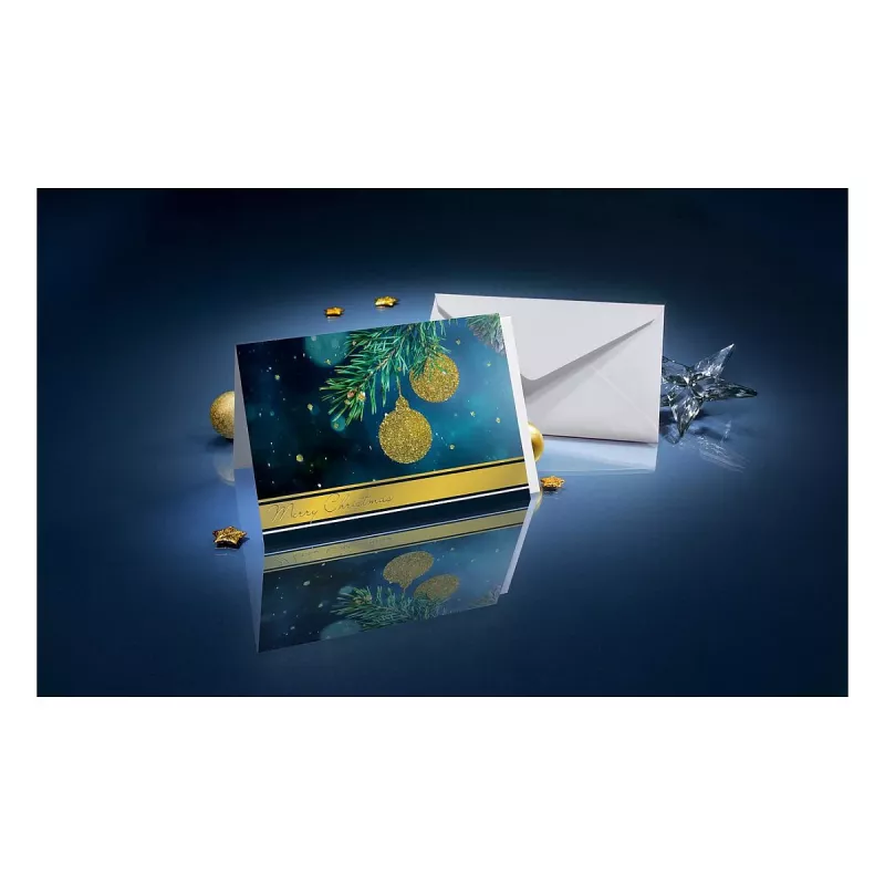 Sigel DS065 Golden Glitter joulukortit kirjekuorilla, DIN A6, 10 kpl