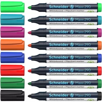 Schneider Maxx 290 valkotaulu- ja fläppitaulumarkkeri 8 kpl:n sarja eri värejä, pyöreä kärki 2,0-3,0 mm 129098