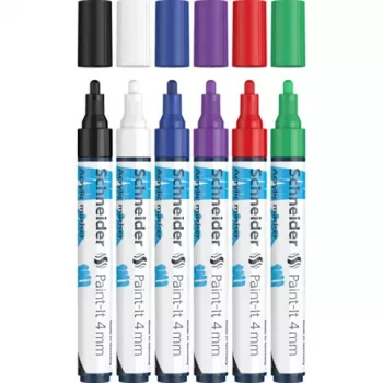 Schneider Paint-It 320 V1 akryylitussisarja, 6 eri väriä, 4,0 mm pyöreä kärki 120295