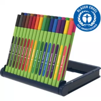 Schneider Edding Line-Up fineliner-kynäsarja, 32 eri väriä, 0,3 mm metallipäällysteinen kärki, vesipohjainen muste, ergonominen kolmiomainen varsi 191091