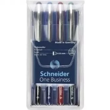 Schneider Edding One Business Stick kuulakärkikynä, musta/sininen/vihreä/punainen, 4 kpl:n pakkaus 183094