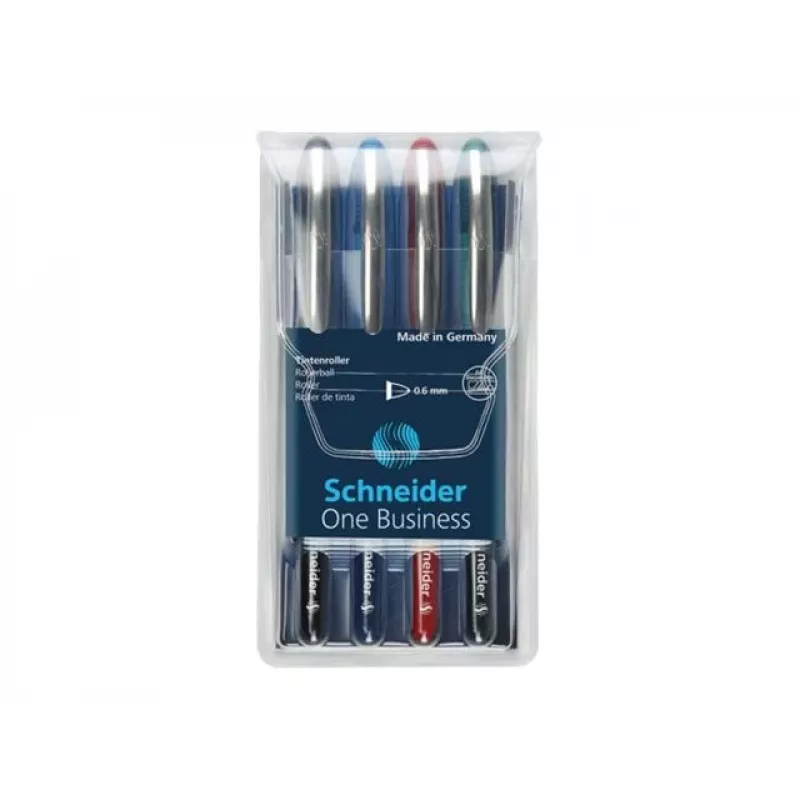 Schneider Edding One Business Stick kuulakärkikynä, musta/sininen/vihreä/punainen, 4 kpl:n pakkaus 183094