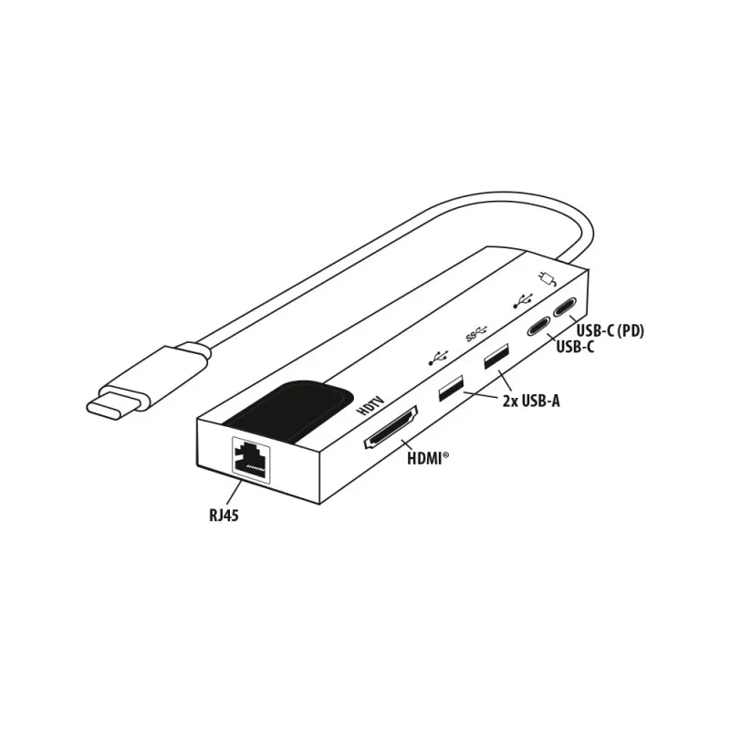 E+P USB-C-moniporttiadapteri 6-in-1 MPA6 musta/hopea