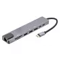 E+P USB-C-moniporttiadapteri 8-in-1 MPA8 musta/hopea