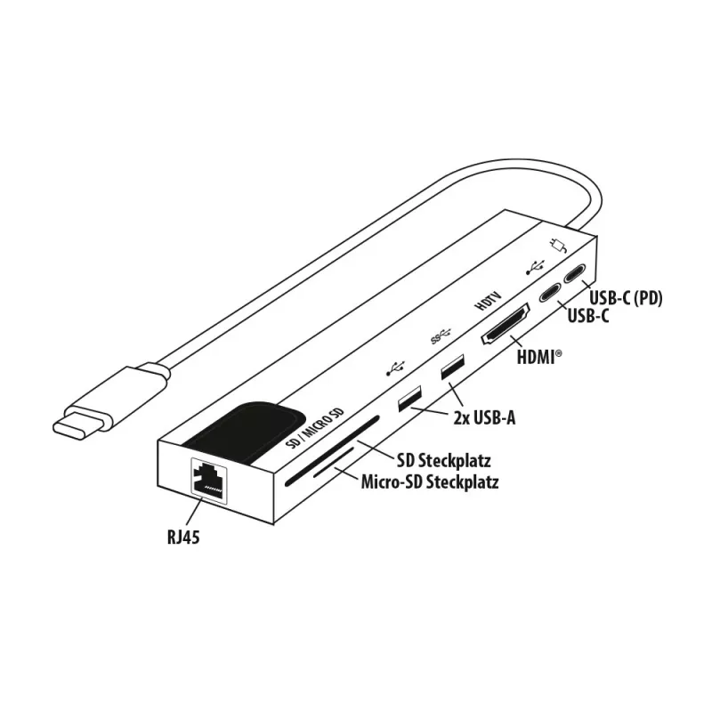 E+P USB-C-moniporttiadapteri 8-in-1 MPA8 musta/hopea