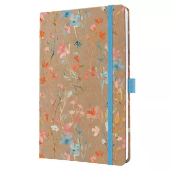 SIGEL Jolie 2027 viikkokalenteri A5 sininen Floral Serenity kovakantinen kuminauhalla, kynäsilmukalla, lukunauhalla, sisätaskulla, 144 sivua, 80 g/m² paperi, pyöristetyt kulmat, monikielinen 7J807