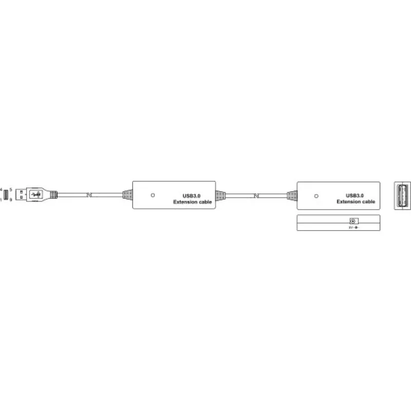 E+P USB 3.0 aktiivinen jatkokaapeli 10 m musta CC380/10 874110