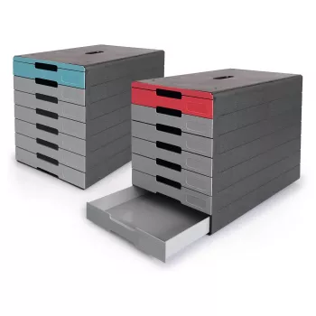 DURABLE IDEALBOX PLUS vetolaatikko, 7 laatikkoa, DIN A4, harmaa/sininen, polystyreeni 776306
