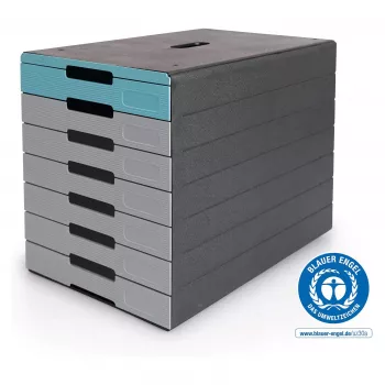 DURABLE IDEALBOX PLUS vetolaatikko, 7 laatikkoa, DIN A4, harmaa/sininen, polystyreeni 776306