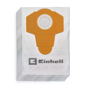Einhell 2351195 pölypussipaketti malleihin TE-VC 2340 SA, TE-VC 2230 SA, TC-VC 1930 SA, TC-VC 1930 S, 40 L, valkoinen/keltainen, 5 kpl