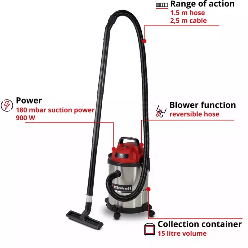 Einhell TC-VC 1540 S märkä- ja kuivaimuri 15 l 1500 W 2347405