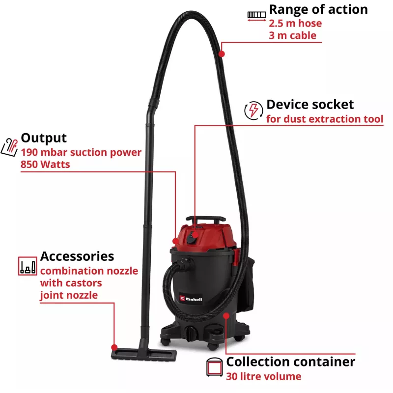 Einhell TC-VC 3055 A märkä- & kuivaimuri 30 L ruostumaton teräs 1500 W 2347430