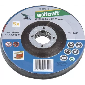 Wolfcraft 1622300 katkaisulaikka taivutetulla keskiosalla 125 mm x 22,23 mm x 1,0 mm, 5 kpl pakkaus