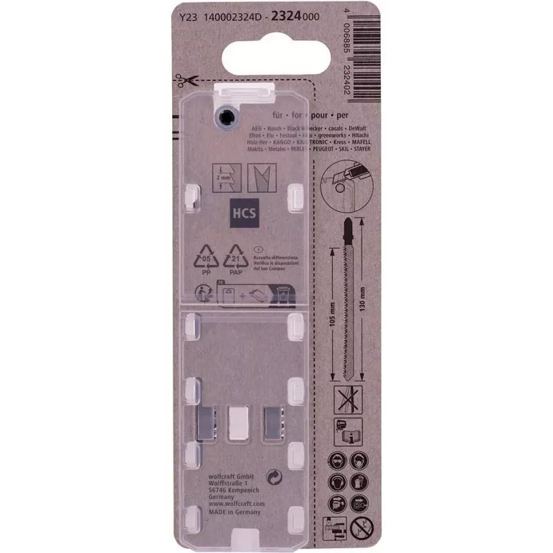 Wolfcraft 2324000 pistosahanterä HCS 130 mm T-varsi 1 kpl