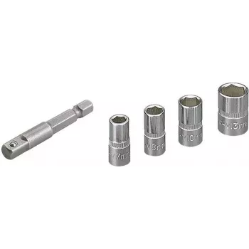 Wolfcraft 2413000 5-osainen ulkokuusiokanta-hylsyavainsarja, 1/4