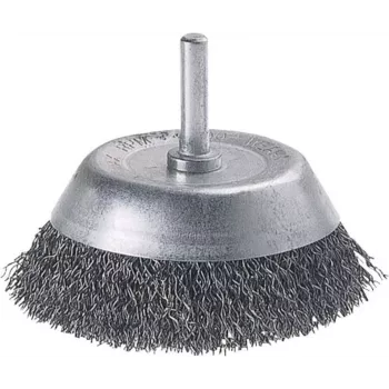 Wolfcraft kuppiharja 1/4 tuuman (6,3 mm) varren halkaisijalla, 50 mm harjan halkaisija, aaltoiltu teräslanka 2106000