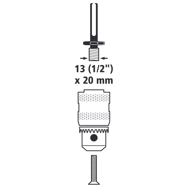 wolfcraft 2640000 SDS-plus poranistukkasovitin 1/2 tuuman-20 UNF