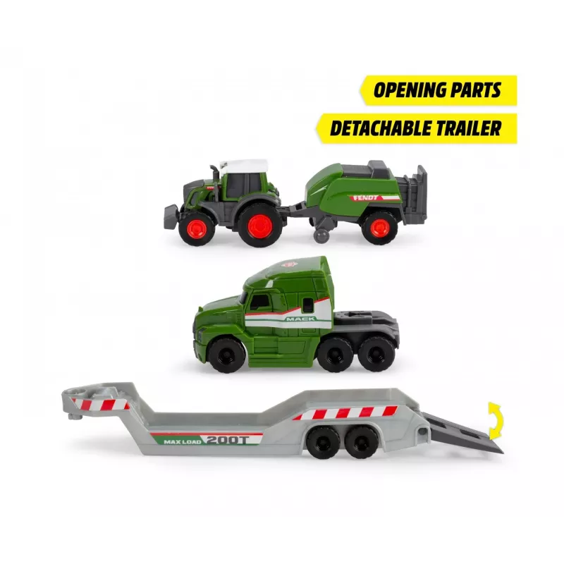 Dickie Toys Fendt Micro Farm Truck 1:64 mittakaava malli perävaunulla - vihreä 203735006