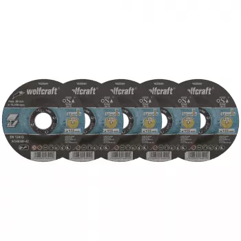Wolfcraft 1620300 katkaisulaikkasarja, 115 mm halkaisija, 22,23 mm reikä, 1,0 mm paksu, 5 kpl, metallille ja ruostumattomalle teräkselle