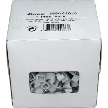 Kopp kaapelikiinnike naulalla, 10-14 mm, harmaa, 200 kpl 355402010