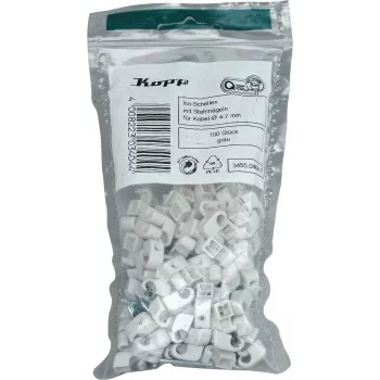 HEINRICH KOPP naulakiinnikkeet kaapeliklipsit, nippu Ø 4-7 mm, harmaa, 100 kpl 345504087