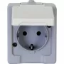 HEINRICH KOPP pinta-asennettava Schuko-pistorasia 16A 250V IP44 harmaa/valkoinen 100648007