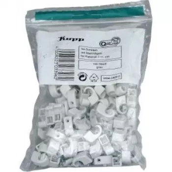 Kopp kaapelikiinnike naulalla, nipun halkaisija 7-11 mm, harmaa, 100 kpl 345604080
