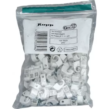 Kopp kaapelikiinnike naulalla, nipun halkaisija 7-11 mm, harmaa, 100 kpl 345604080