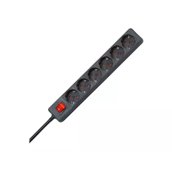 HEINRICH KOPP 6-osainen jatkopistorasia, 1,4 m, musta 120915006