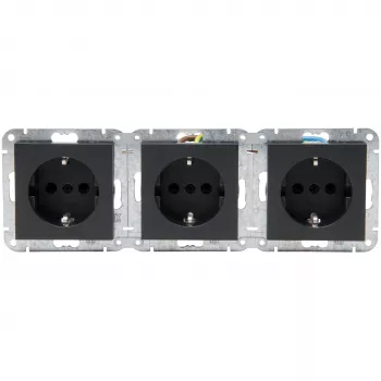 HEINRICH KOPP HK07 KombiQuick kolminkertainen schuko-pistorasia, antrasiitti, uppoasennus, 16 A, 250 V, lapsiturvallinen, halogeeniton 133415001