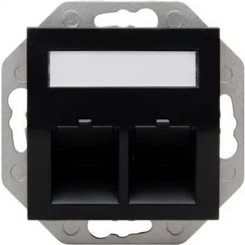 HEINRICH KOPP HK07 Keystone seinälevy kannella, IP44, 2-porttinen, musta 953850004