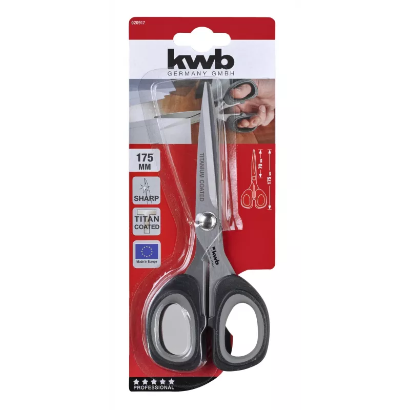 KWB 020917 yleissakset 200 mm ruostumaton teräs Soft Grip musta/punainen