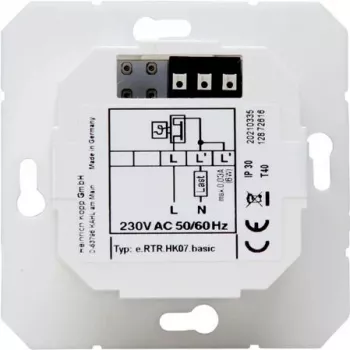 HEINRICH KOPP HK07 Basic elektroninen huonetermostaatti, 230V, 50Hz, 0°C - 40°C, IP20, puhtaanvalkoinen 296529003