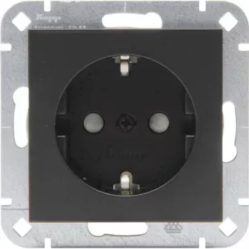 Kopp SCHUKO-pistorasia korotetulla kosketussuojalla, mattamusta, HK07, 16 A, 250 V, uppoasennus 940050000