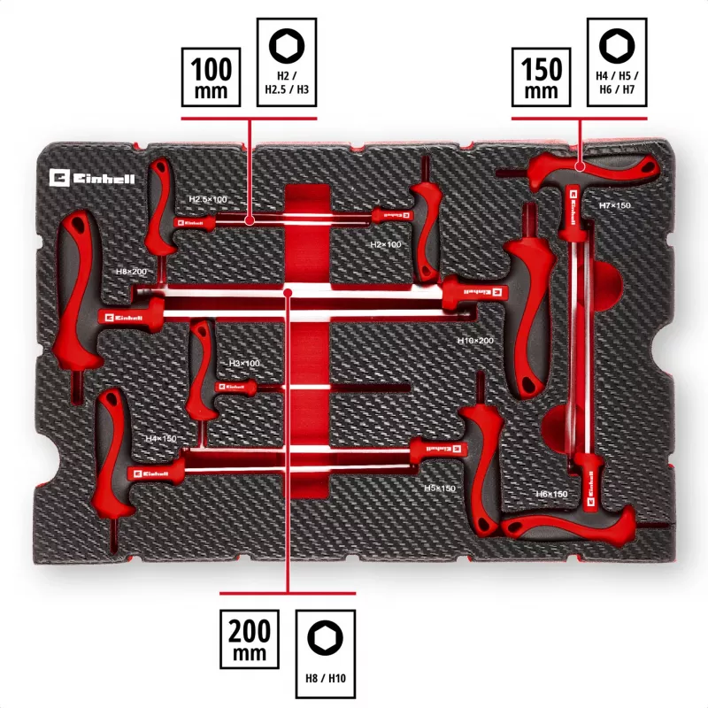 Einhell 370526 9-osainen laukkusisäosasarja E-Case, punainen/musta