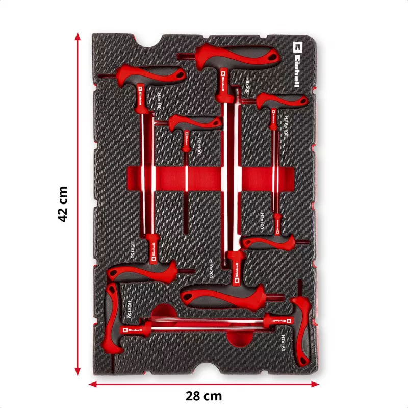 Einhell 370526 9-osainen laukkusisäosasarja E-Case, punainen/musta