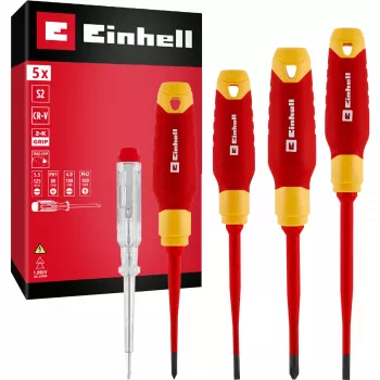 Einhell VDE sähköasentajan ruuvimeisselisarja, 5-osainen, SL 4,0/5,5, PH 1/2, jännitteenkoetin, 370541