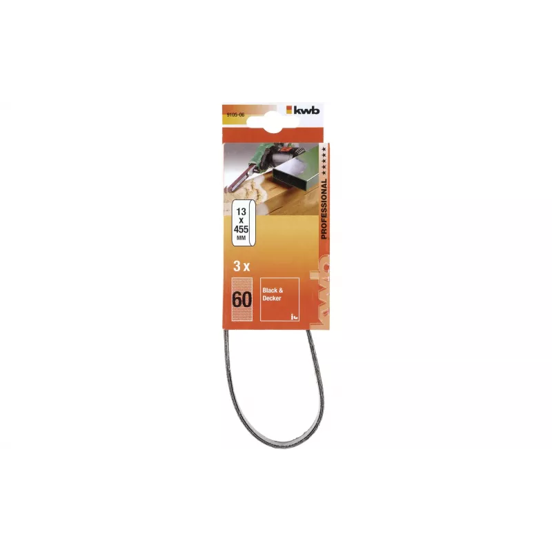 kwb 910506 hiomanauhasarja, karkeus 60, 457 mm x 13 mm, 3 kpl