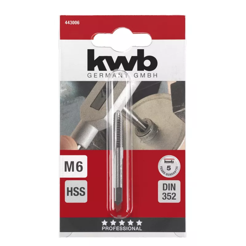 kwb 443006 HSS-käsikierretappi M6 x 1,0 DIN 352 kourutappi, 1 kpl