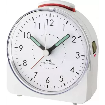 TFA DOSTMANN 60.1508.02 Sunrise valoherätyskello FM-radiolla, monivärinen LED, kaksoisherätys, USB-latausliitäntä, valkoinen