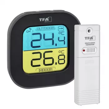 TFA Dostmann digitaalinen lämpö-kosteusmittari neliömäinen 1,5V 61x24x61mm musta 30.3068.01