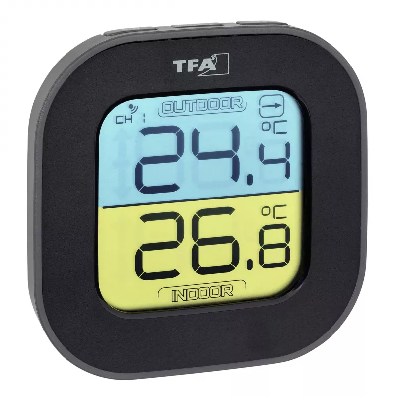 TFA Dostmann digitaalinen lämpö-kosteusmittari neliömäinen 1,5V 61x24x61mm musta 30.3068.01