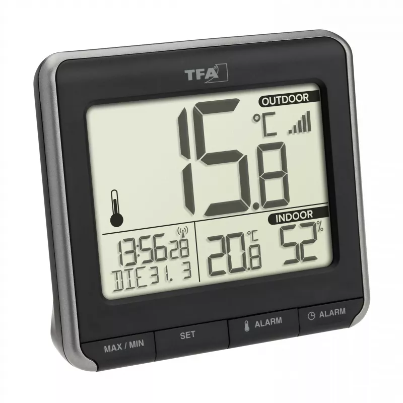 TFA Dostmann PRIO langaton digitaalinen lämpömittari, musta/valkoinen 30.3069.01