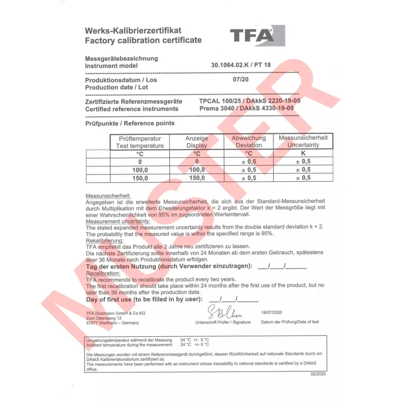 TFA Dostmann 30.1064.02.K käsilämpömittari valkoinen °F/°C -40...+250 °C integroidulla näytöllä