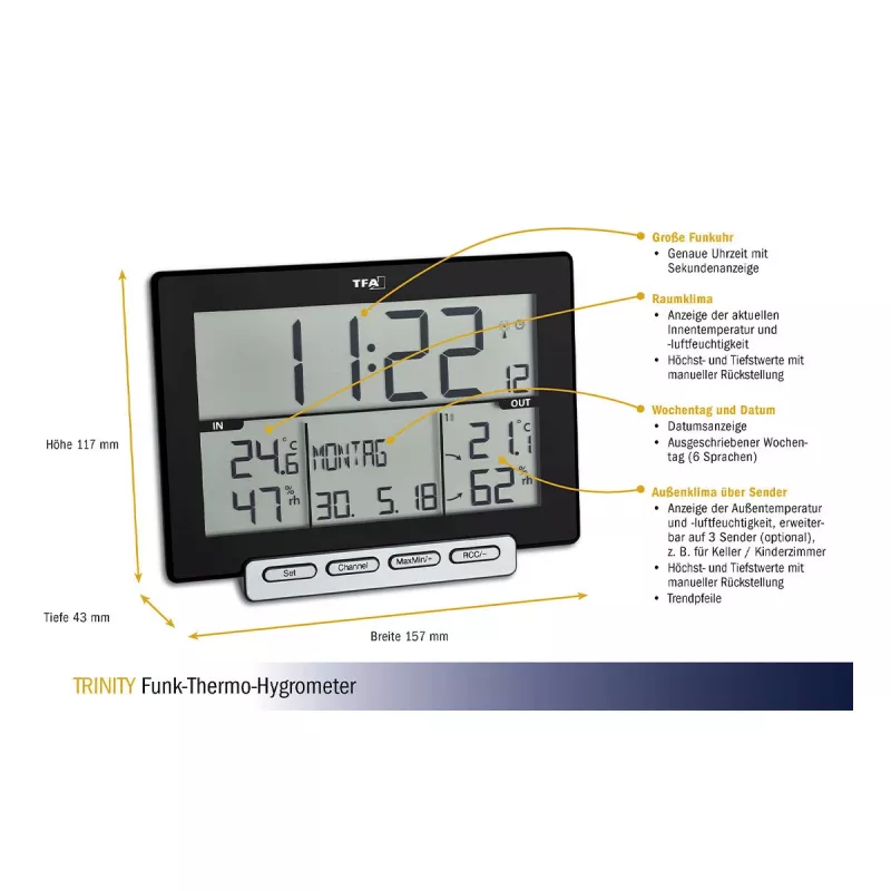 TFA Dostmann 30.3058.01 Trinity langaton thermo-hygrometri