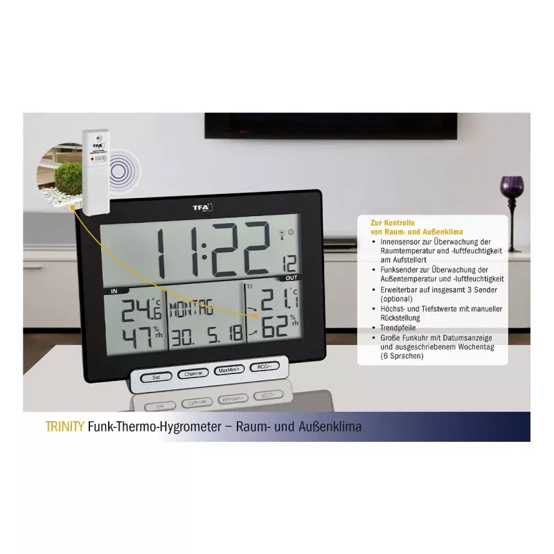 TFA Dostmann 30.3058.01 Trinity langaton thermo-hygrometri