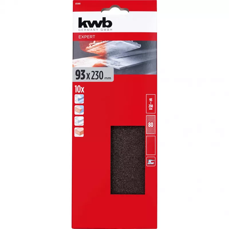 KWB 815080 hiomapaperiarkit karkeus 80, 230 x 93 mm, 10 kpl:n pakkaus