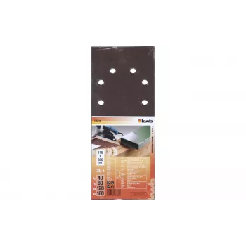 KWB 818788 hiomapaperiarkit sekalaiset karkeudet P60 P80 P120 P180 280x115 mm 30 kpl:n pakkaus