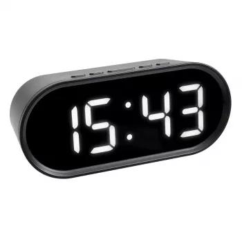 TFA Dostmann digitaalinen herätyskello LED-valonumeroilla, soikea, musta, 0-50 °C, °F/°C (60.2025.01)