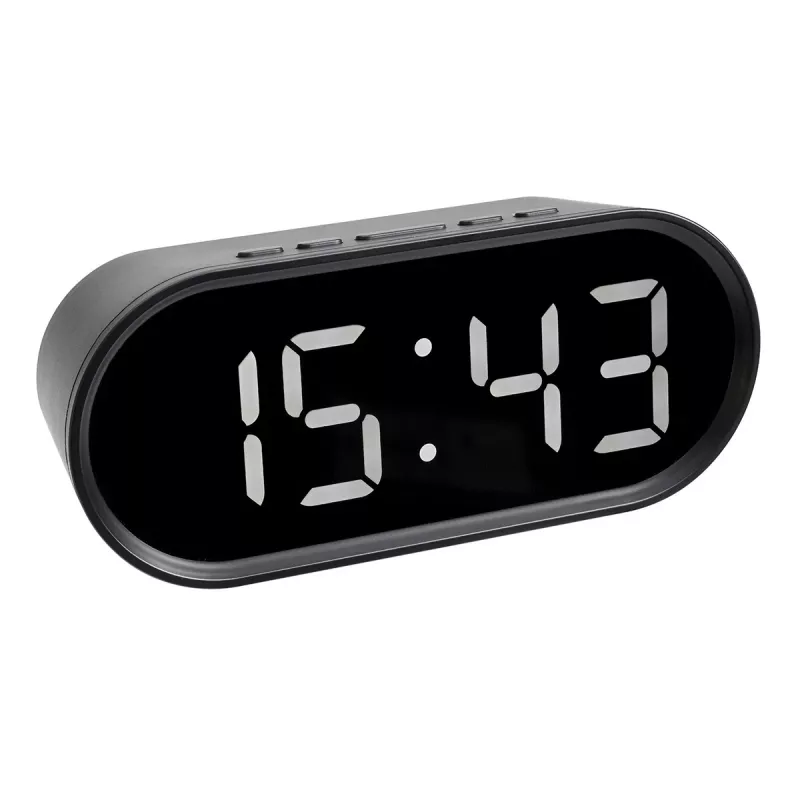 TFA Dostmann digitaalinen herätyskello LED-valonumeroilla, soikea, musta, 0-50 °C, °F/°C (60.2025.01)